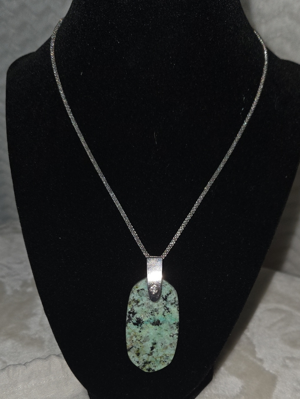 Nwt Kendra Scott Sterling Silver Green Turquoise Pendant Necklace